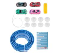 F Fityle Pista da Corsa Pieghevole da 15 Piedi con Kit da 4 Auto in Lega, Ventose potenti, Multifunzionale per alimentate dalla Fisica, Giocattolo, Blu