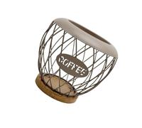F Fityle Porta cialde da caffè, contenitore, in metallo, capacità con base in legno, organizer per cialde da caffè, per cucina da banco, per la famiglia, Marrone
