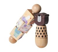 F Fityle Set di 2 Pezzi di Puzzle in Legno a Rotazione, Blocchi rotanti per l'apprendimento e la Presa Manuale, Orso