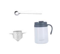 F Fityle Set per macchina da caffè con gocciolatoio, portatile, a prova di perdite, per mantenere caldo o freddo, caraffa da campeggio da 500 ml per campeggio, Bianco