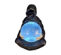 F Fityle Statua Del Mietitore con Sfera in Resina, Scultura, Decorazione Gotica di Halloween, Da Collezione, Spettrale, Fantasy, Globo Del Mietitore Illuminato