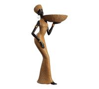 F Fityle Statuetta da Donna Africana, Scultura da Tavolo, Pezzo d'Arte da Collezione, Modello in Tessuto retrò, Dipinto a Mano per biblioteche, studi di Yoga, Stile D