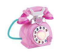 F Fityle Telefono finto rotante giocattolo musicale per bambini con luci Telefono fisso retrò con filo per bambini in età prescolare dai 3 anni, Rosa