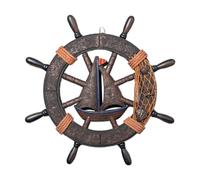 F Fityle Timone della Barca, Scultura da Parete, Ruota per Barca Rustica Decorazione Artistica da Parete per la casa Volante in Legno per Nave per Soggiorno di, con Rete 45xx4x45cm