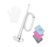 F Fityle Tromba da marcia Tromba Tromba Strumento musicale portatile con guanti Tromba da tromba Tromba da scout per principianti Orchestra Bambini, Argento