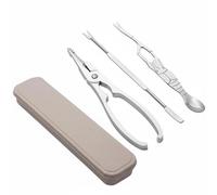 F Fityle Utensili per Mangiare Granchi Kit Posate Pinza Chele Forchette Estrattori Spilli Acciaio Inox Stabilità Presa Apertura, Set Da 3 Pezzi Per Granchio Pinza A Forbice