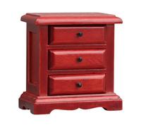 F Fityle Wooden Doll House Night Stand 1/12 Scala Mini comodino da letto robusti mobili per camere da letto per micro paesaggi, Legno Rosso