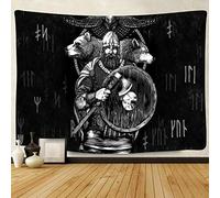 F-FUN SOUL Arazzo vichinghi da uomo, guerrieri norreni, 203,2 x 152,4 cm, decorazione vichinga coraggiosa pirata nordica lupo aquila arazzo da appendere alla parete per soggiorno camera da letto Decor