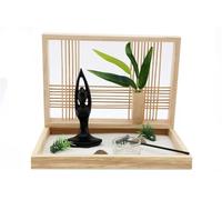F&G Supplies Delizioso e tranquillo Yoga Zen Garden Set con cornice in legno, portacandele e scultura Yoga - Il set include sabbia, rastrello e fogliame per il tuo tocco creativo!