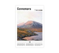 F I N U C B Stampa vintage su tela, motivo: contea di Connemara, Galway, Irlanda, città, retrò, viaggi, arte e casa, senza cornice, 30 x 45 cm