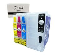F-INK 4 cartucce di inchiostro vuote ricaricabili di ricambio per cartucce d'inchiostro 27XL e 27XXL, 4 colori (T2791 nero, T2712 ciano, T2713 magenta, T2714 giallo)