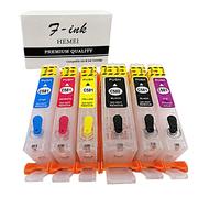 F-ink, 6 cartucce di inchiostro ricaricabili compatibili con Canon PGI-580XXL CLI-581XXL, compatibili con stampanti PIXMA TS8150 TS8151 TS8152 TS8250 TS8251 TS8252 TS8350 TS9150 TS9155 a 6 colori