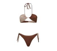 F**K Bikini Donna Fascia con Slip Americano Regolabile Marrone SW1111-BN