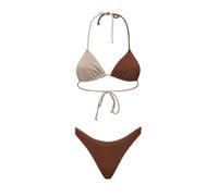 F**K Bikini Donna Triangolo con Slip Americano Fisso Marrone SW1110-BN