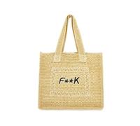 F**K Tote Summer Bag Borsa mare dotata di chiusura interna con bottone Dimensioni: Larghezza: 38 cm Altezza: 38 cm Profondità: 15 cm Beige Taglia Unica