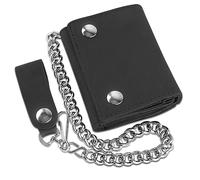 F&L CLASSIC Portafoglio da uomo in pelle bovina vintage con blocco RFID, chiusura a scatto, realizzato negli Stati Uniti, nero tinta unita