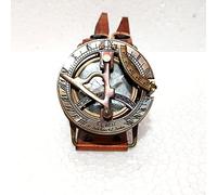 F.L. West - Bussola meridiana in ottone con cinturino in pelle, strumento di navigazione stile vintage