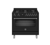 F.LLI BERTAZZONI, MASTER, MPL96L1ENNC, Cucina da Accosto 6 Fuochi Tripla Corona, Forno 104 Lt. 11 Funzioni, NERO, Misure in cm 90x90x60