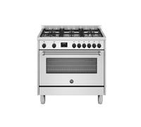 F.LLI BERTAZZONI, MASTER, MPL96L1EXC, F.LLI BERTAZZONI Cucina 6 Fuochi con Forno Elettrico,Forno 11 Funzioni, 6 Fuochi con Tripla Corona, Griglia in Ghisa, INOX, Misure 90×60x60 cm