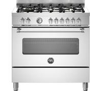 F.LLI BERTAZZONI, MODERN, MAS96L1EXT, Cucina da Accosto 6 Fuochi Gas con Forno Elettrico, 1 Fuoco Tripla Corona, COLORE INOX, Misure in cm 90x90x60