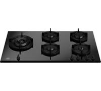 F.LLI BERTAZZONI MODERN P905LMODGNE, Piano Cottura Gas 5 Fuochi, Tripla Corona Laterlate, Griglie Singole in Ghisa, Vetro Nero, cm 89x52 Foro Incasso 85x48