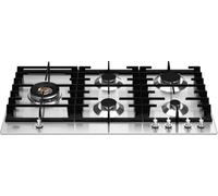 F.LLI BERTAZZONI, MODERN, P905LMODX, Piano Cottura Gas 5 Fuochi, Tripla Corona Laterale, Manopole in Metallo, Griglie in Ghisa, INOX, Misure cm 90x52 (Foro 85x48)