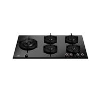 F.LLI BERTAZZONI, PROFESSIONAL, P905LPROGNE, Piano Cottura in Cristallo 5 Fuochi Gas con Wok Laterale, COLORE NERO, Misure in cm 90 x 52
