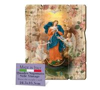 F.LLI BONELLA - Quadro Legno Sagomato Vintage Madonna Che Scioglie I Nodi - Camera da Letto Sacro 28.5 x 35.5 cm - Made in Italy