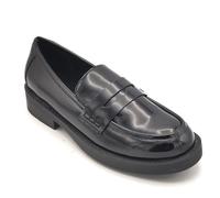 F. Milano F20-04 mocassino pelle lucida nero tacco T 4cm