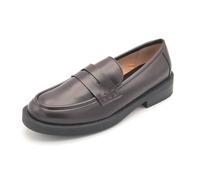 F. Milano F20-04 mocassino pelle marrone testa di moro tacco T 4cm