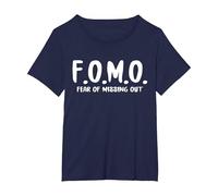 F.O.M.O. Fear of Missing out - Maglietta Divertente da Dire Maglietta, Donna Plus-Size, Navy, 5X
