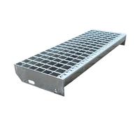 F & R Gradino in metallo 600 x 240 mm, zincato con viti, griglia per scale in acciaio zincato a caldo, ideale per scale esterne, antiscivolo, resistente alle intemperie + set di viti da 4 pezzi