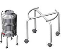 F-U Treppiede piedistallo per Contenitore Fusto Olio Acciaio bidone con o Senza Ruote (cm 38 Fino a 50 lt con Ruote)