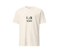 F*UCK T-shirt in cotone con scritta "The Haters" con stampa posteriore, azzurro, vestibilità regolare, (S - XXL), Vaniglia., XXL
