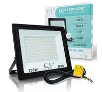 F&V PRODUCTS Faretto LED da Esterno 100W, Cavo 1 M, Luce Bianca Fredda 6500K, 10000 LUMEN, IP66, IK08, Alluminio e Vetro Temperato, Faro LED 220V per Illuminazione Esterna, Giardino, Garage, Facciate