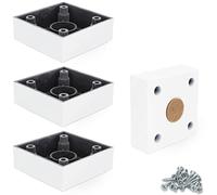 F!XBL Piedini per mobili, altezza 2,5 cm, con feltrini, modello Cuba Grande, set da 4 pezzi, colore bianco