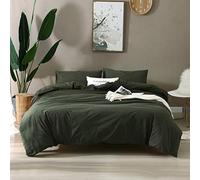 F.Y.Dreams Copripiumino 100% cotone lavato, per coperta ponderata, con 8 nastri, chiusura lampo sul lato lungo, verde foresta, solo copripiumino 121,9 x 182,9 cm