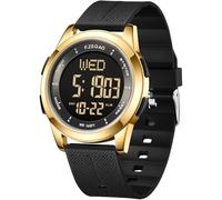 F.ZEGAO Orologio digitale impermeabile con cronometro, sveglia, ultra sottile, display super grandangolare, orologio sportivo digitale per uomo donna nuoto (metallo oro)