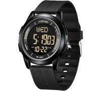 F.ZEGAO Orologio digitale impermeabile con cronometro, sveglia, ultra sottile, display super grandangolare, orologio sportivo digitale per uomo donna nuoto (metallo nero)