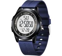 F.ZEGAO Orologio digitale impermeabile con cronometro, sveglia, ultra sottile, display super grandangolare, orologio sportivo digitale per uomo donna nuoto (metallo blu navy)