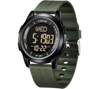 F.ZEGAO Orologio digitale impermeabile con cronometro, sveglia, ultra sottile, display super grandangolare, orologio sportivo digitale per uomo donna nuoto (metallo verde militare)