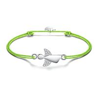 F.ZENI Bracciale da donna con angelo custode, in argento Sterling 925, portafortuna, per donne e ragazze, 24 cm, regolabile, realizzato a mano, 24 centimeters, Argento