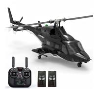 F02S Air-Wolf RC Helicopter, 1/34 2.4G Flybarless Dual Brushless Motors Remote Control Elicottero per adulti, 8CH 6G GPS Modello militare RC con flusso ottico, posizionamento radar laser e one-key