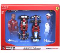 Bburago Ferrari SF-25 1:43 Scale Diecast Twin Pack, Charles Leclerc #16, livrea stagionale 2025 e Miami GP Special Edition