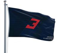 F1 Formula No. 3 Logo Bandiere Rosso E Blu Profondo Colore Formula 1 Regali leggeri e facili da appendere Man Cave, Casa, Uomini Garages, Uso interno ed esterno Regalo per Die-Hard Car Fans F1