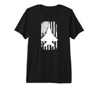 F15 Eagle US Flag Fighter Airplane Jet Plane Aircraft Maglietta Premium