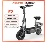 F2 10 pollici Scooter elettrico 500W 30 KM/H 7.8Ah Scooter folk per adulti 30 KM Max Range Scooter con sedile e cestino