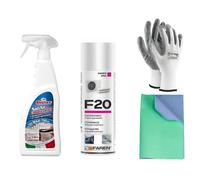F20 400ml + SAN AIR 750ml CKIMATIZZATORI DETERGE IGIENIZZANTI+PANNO+GUANTI