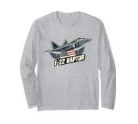 F22 Raptor Stealth Fighter Jet Aircraft Design Regalo Maglia a Manica