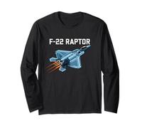 F22 Raptor Stealth Fighter Jet Aircraft Design Regalo Maglia a Manica